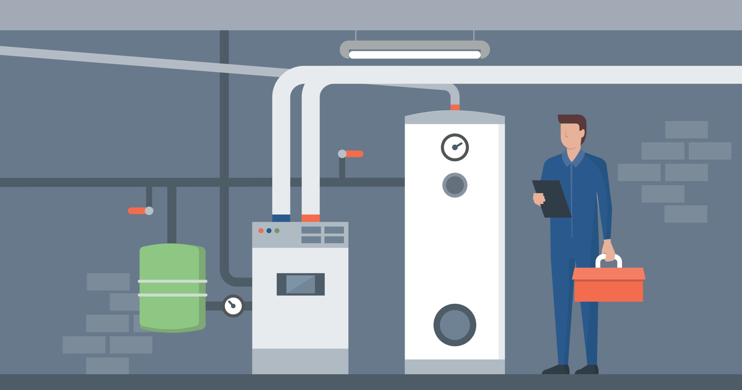 cartoon rendering of a furnace repair man